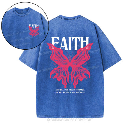 Faith Butterfly Christian Washed T-Shirt