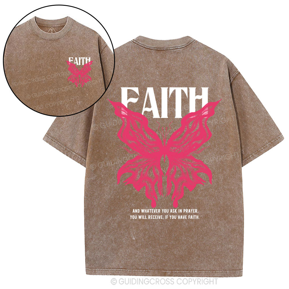Faith Butterfly Christian Washed T-Shirt