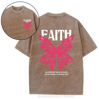 Faith Butterfly Christian Washed T-Shirt