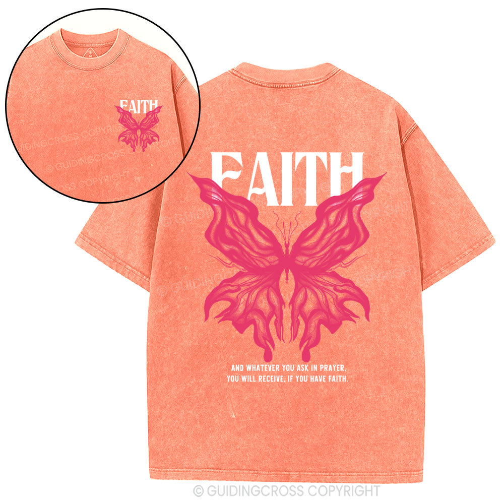 Faith Butterfly Christian Washed T-Shirt