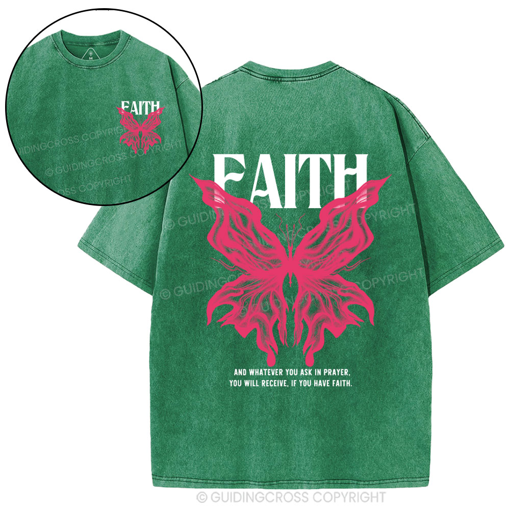 Faith Butterfly Christian Washed T-Shirt
