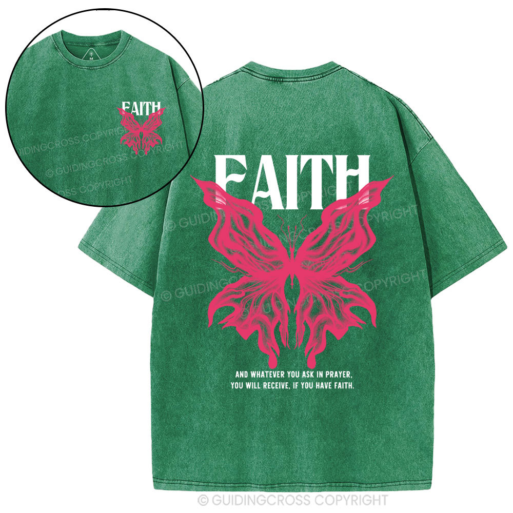 Faith Butterfly Christian Washed T-Shirt