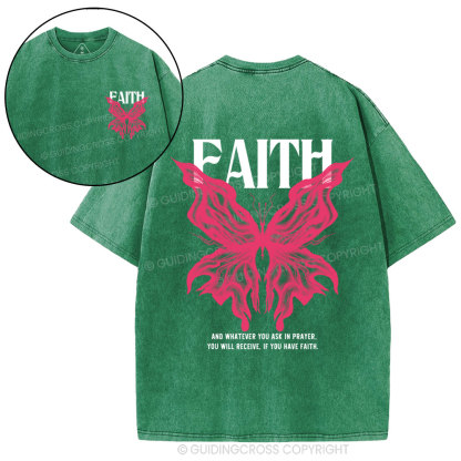 Faith Butterfly Christian Washed T-Shirt