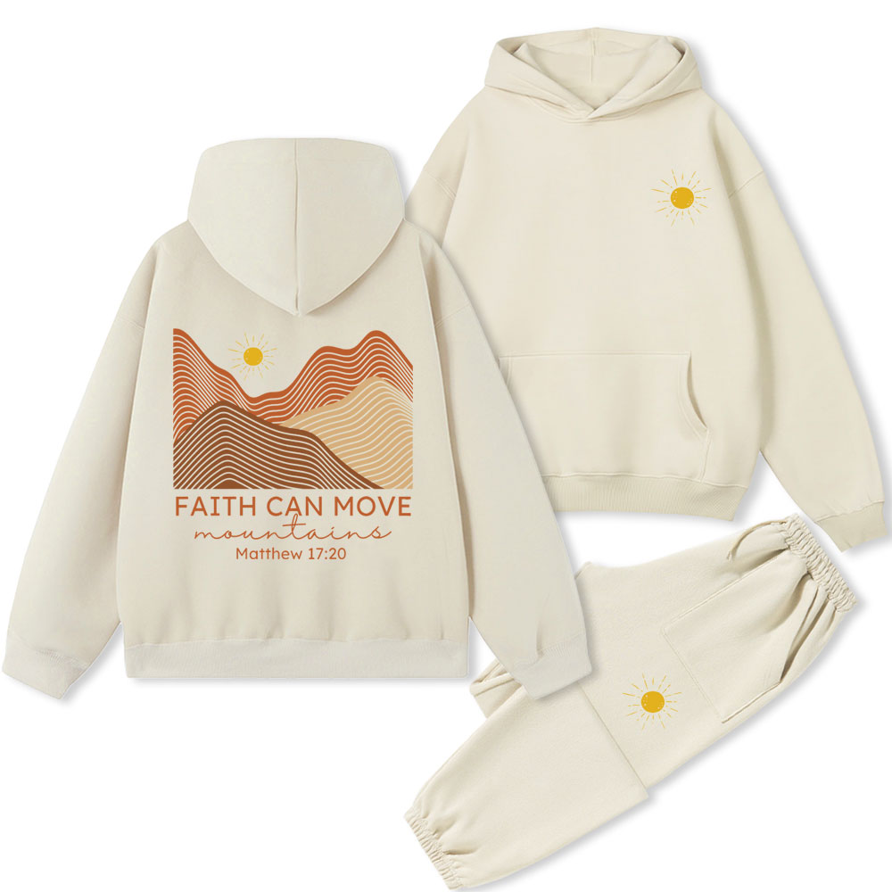 Faith Can Move Montains Christian Premium Fleece Hoodie Set