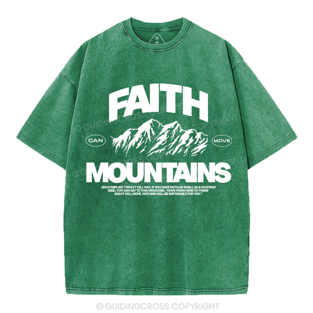 Faith Can Move Moubtains Christian Washed T-Shirt