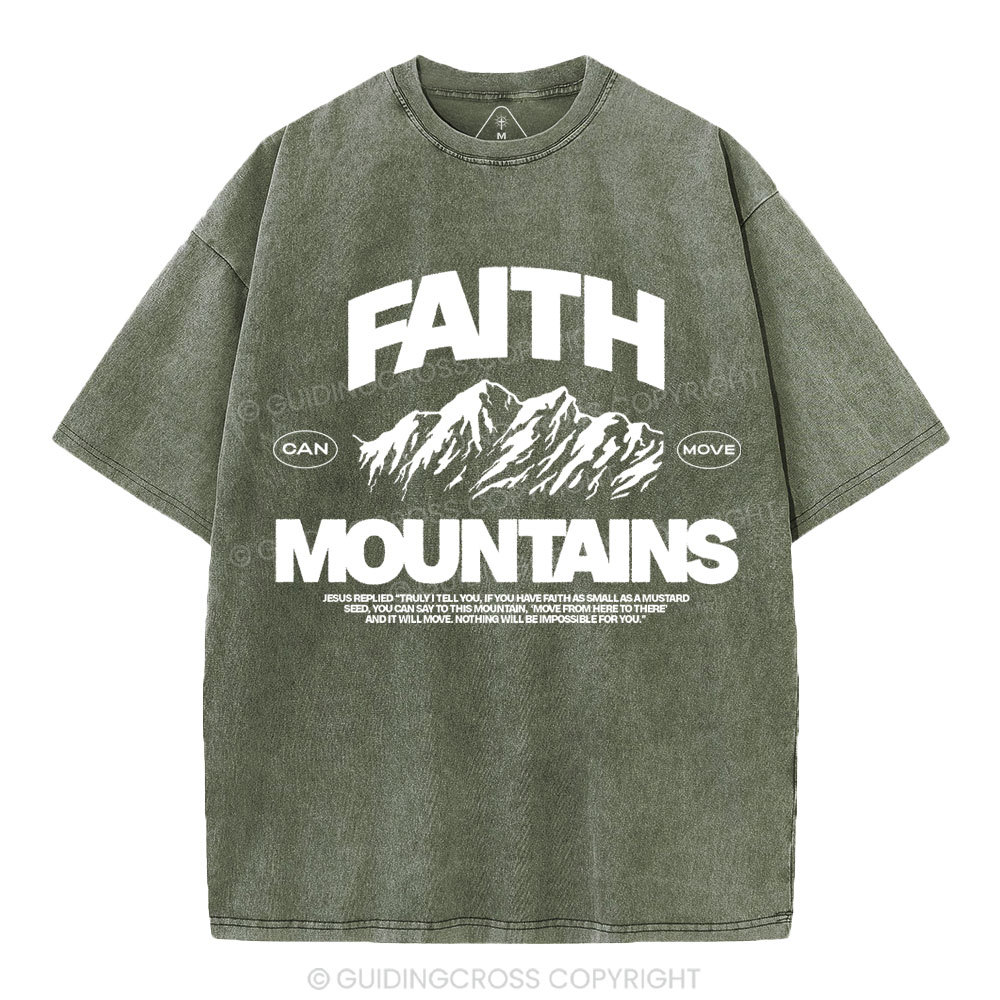 Faith Can Move Moubtains Christian Washed T-Shirt