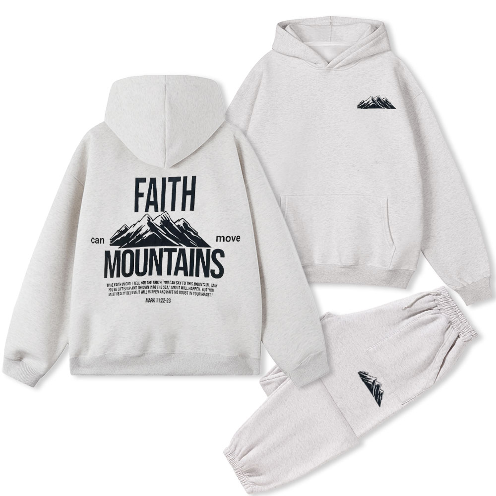 Faith Can Move Mountain Christian Fleece Hoodie Set