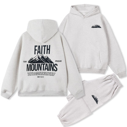 Faith Can Move Mountain Christian Fleece Hoodie Set