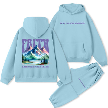 Faith Can Move Mountain Christian Fleece Hoodie Set