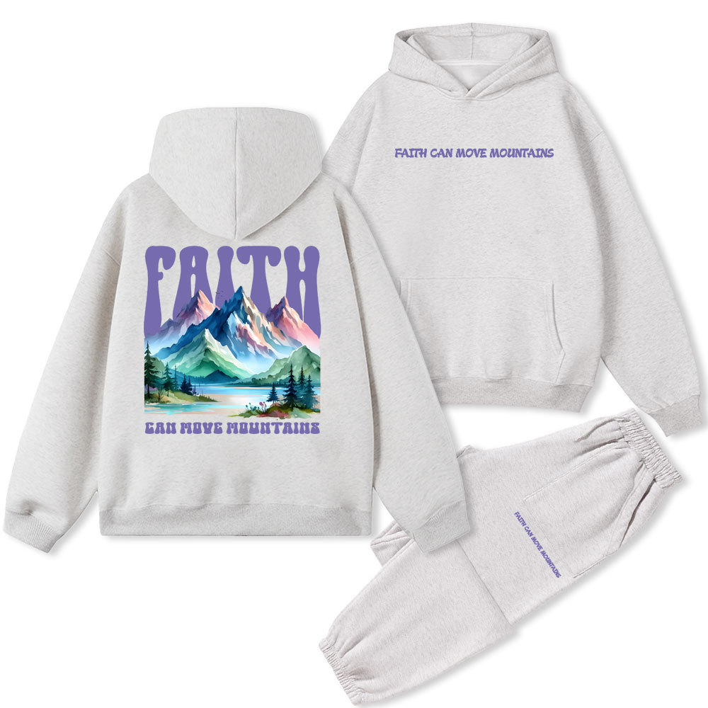 Faith Can Move Mountain Christian Fleece Hoodie Set