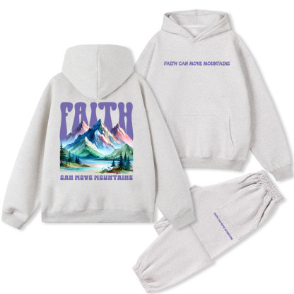 Faith Can Move Mountain Christian Fleece Hoodie Set