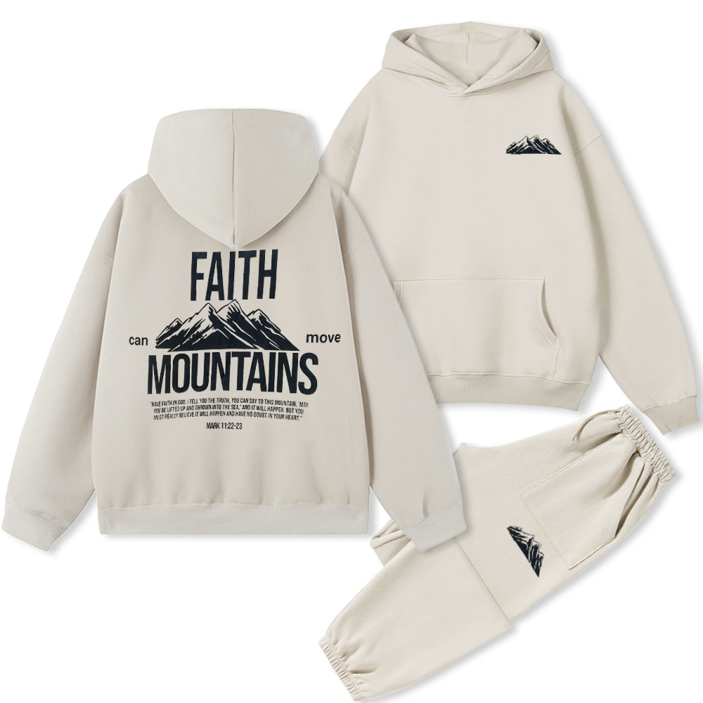 Faith Can Move Mountain Christian Fleece Hoodie Set