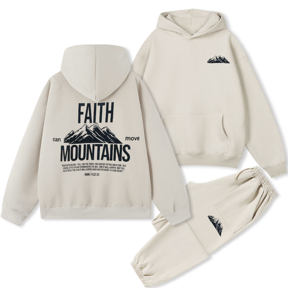 Faith Can Move Mountain Christian Fleece Hoodie Set
