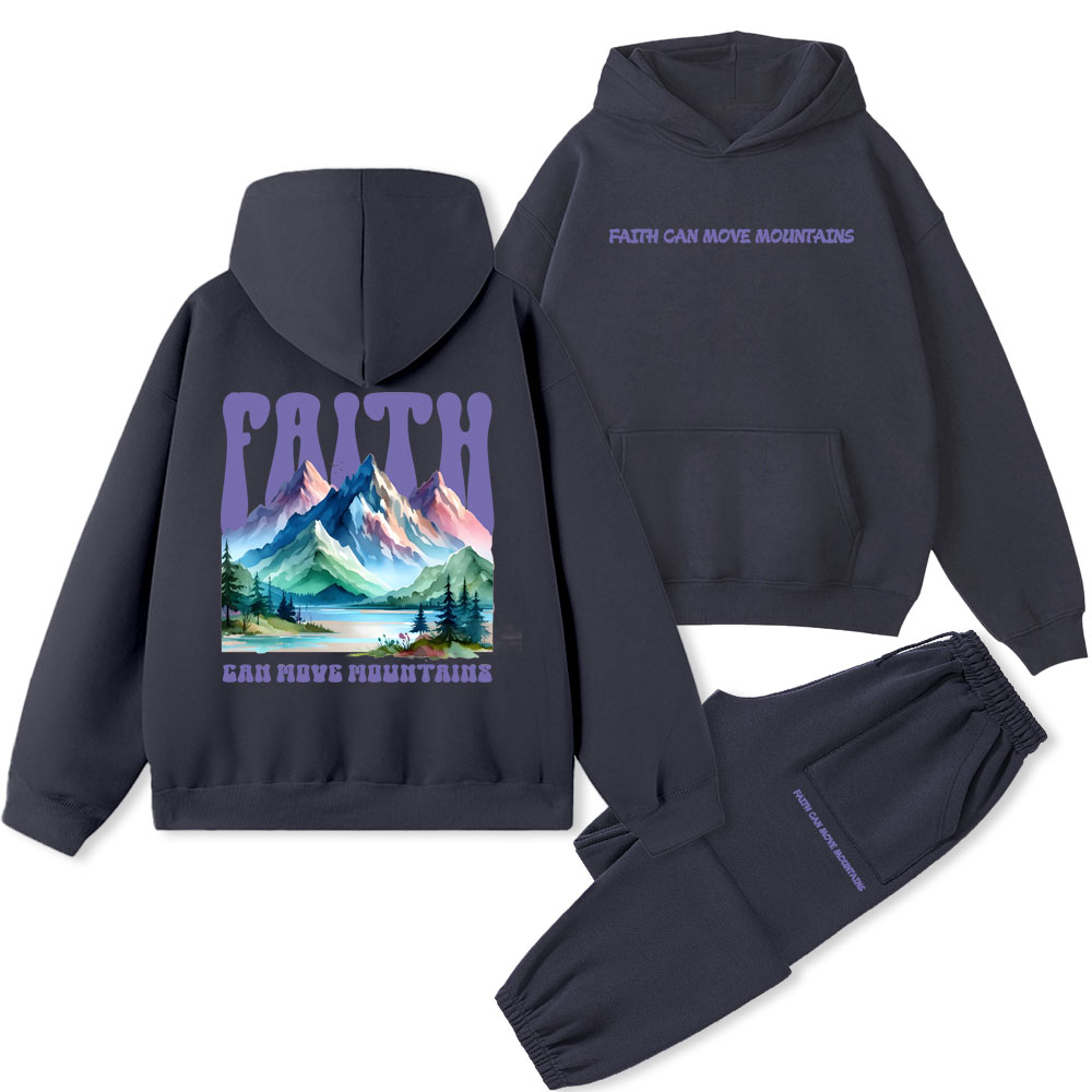Faith Can Move Mountain Christian Fleece Hoodie Set