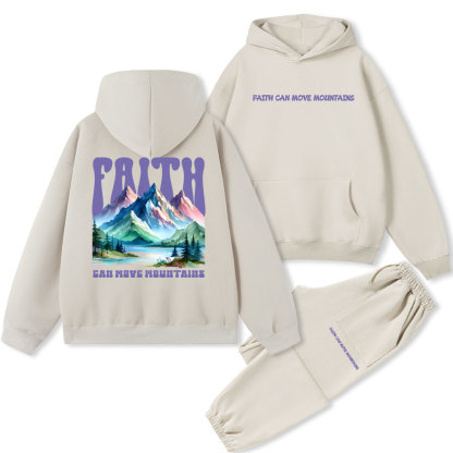 Faith Can Move Mountain Christian Fleece Hoodie Set
