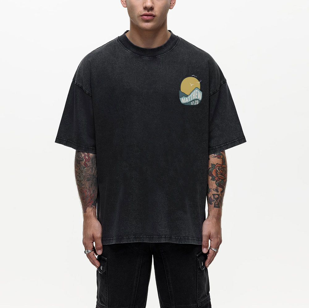 Faith Can Move Mountain Christian Washed T-Shirt