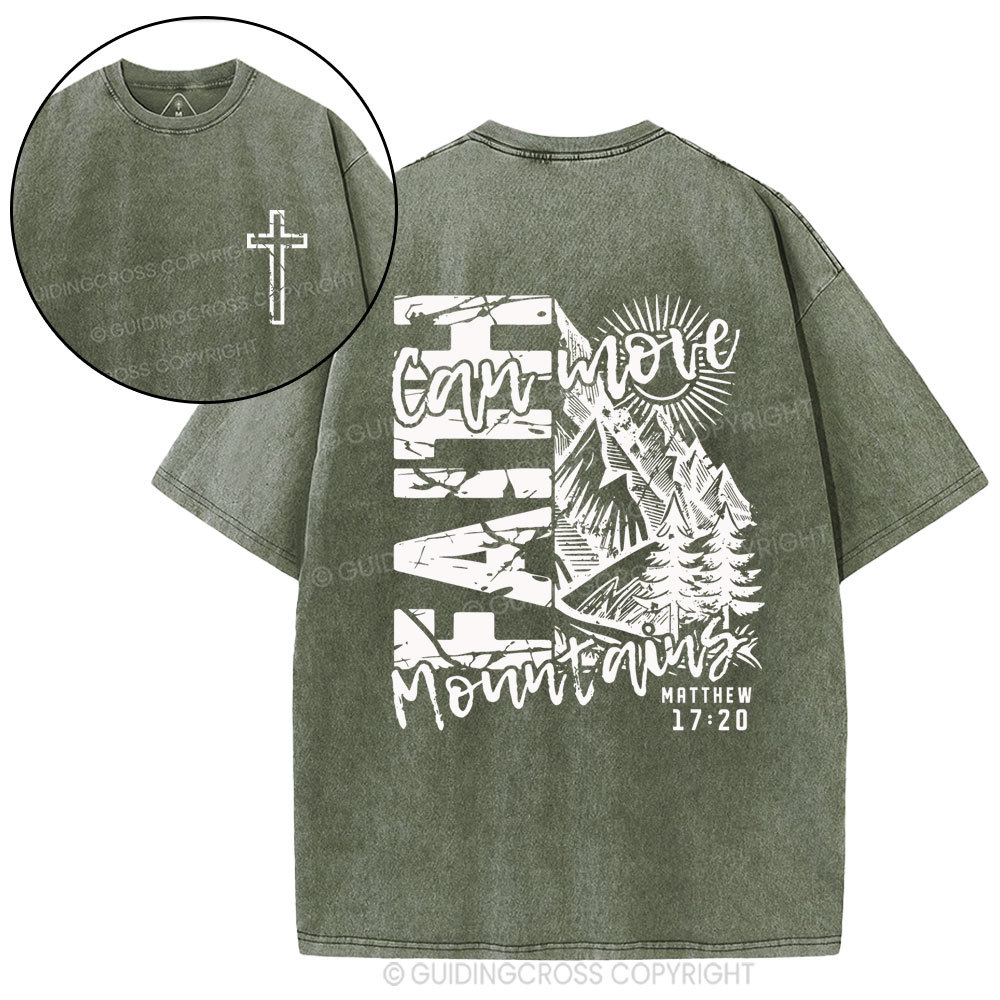 Faith Can Move Mountain Christian Washed T-Shirt