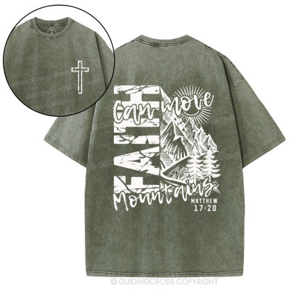 Faith Can Move Mountain Christian Washed T-Shirt
