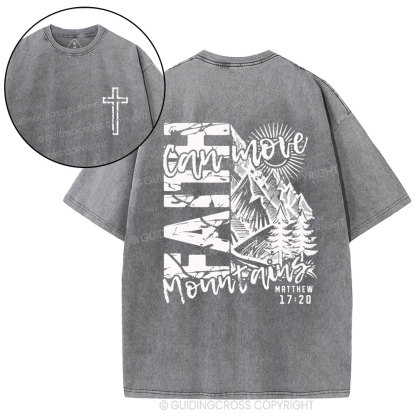 Faith Can Move Mountain Christian Washed T-Shirt
