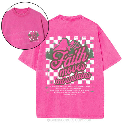 Faith Can Move Mountain Christian Washed T-Shirt