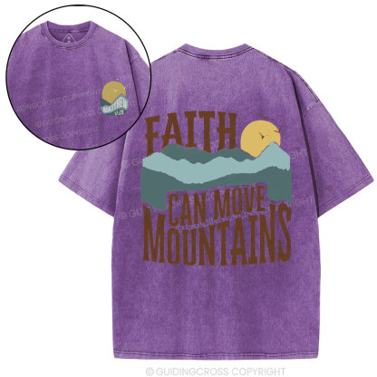 Faith Can Move Mountain Christian Washed T-Shirt