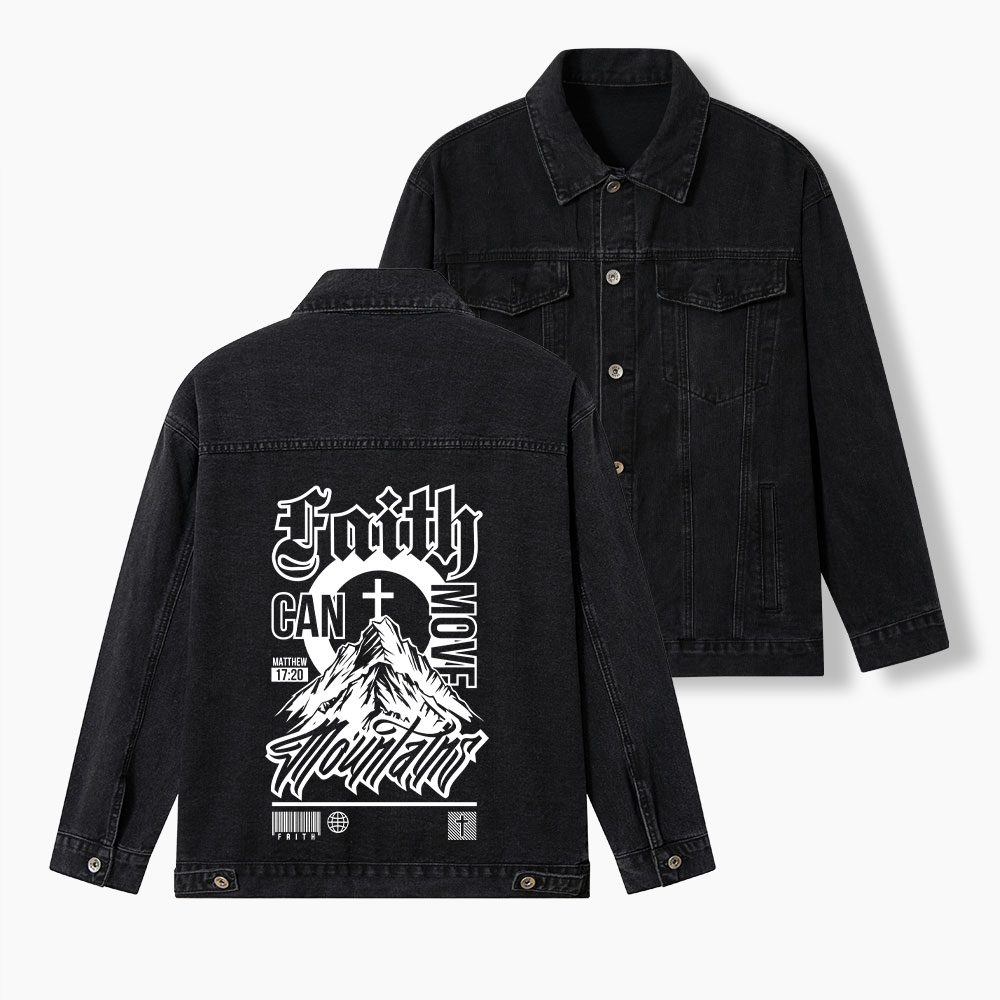 Faith Can Move Mountains Christian Denim Jacket