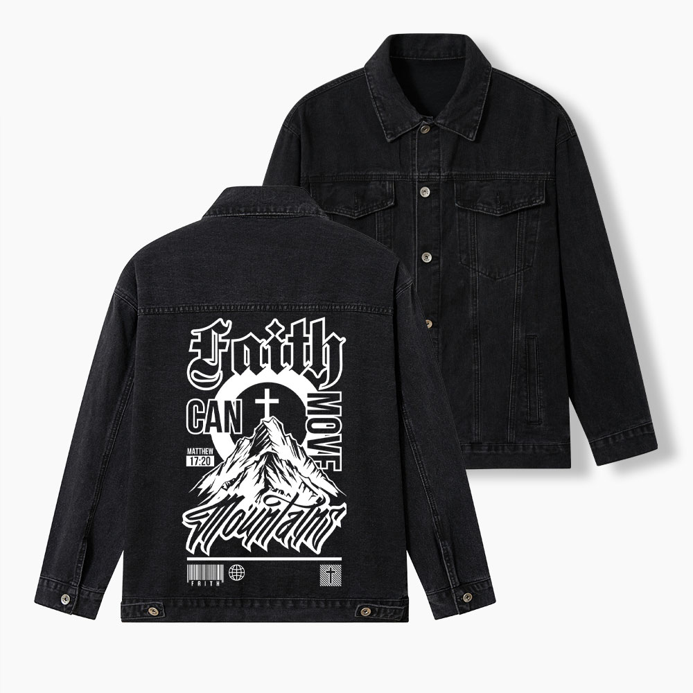 Faith Can Move Mountains Christian Denim Jacket