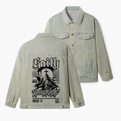 Faith Can Move Mountains Christian Denim Jacket
