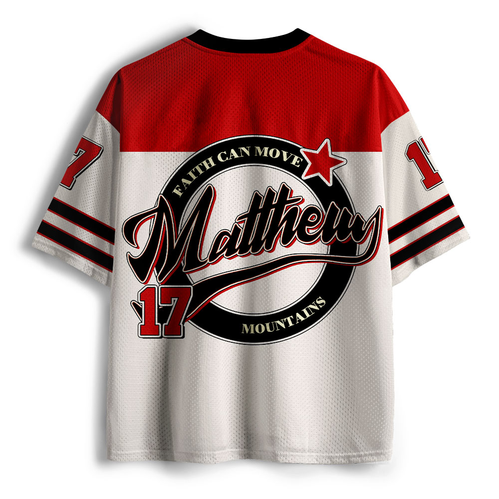 Faith Can Move Mountains Christian Beige Mesh Jersey