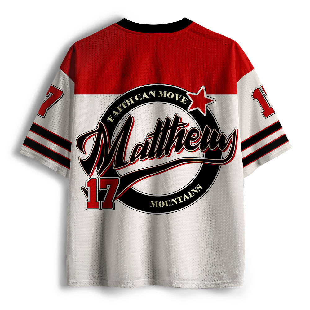 Faith Can Move Mountains Christian Beige Mesh Jersey