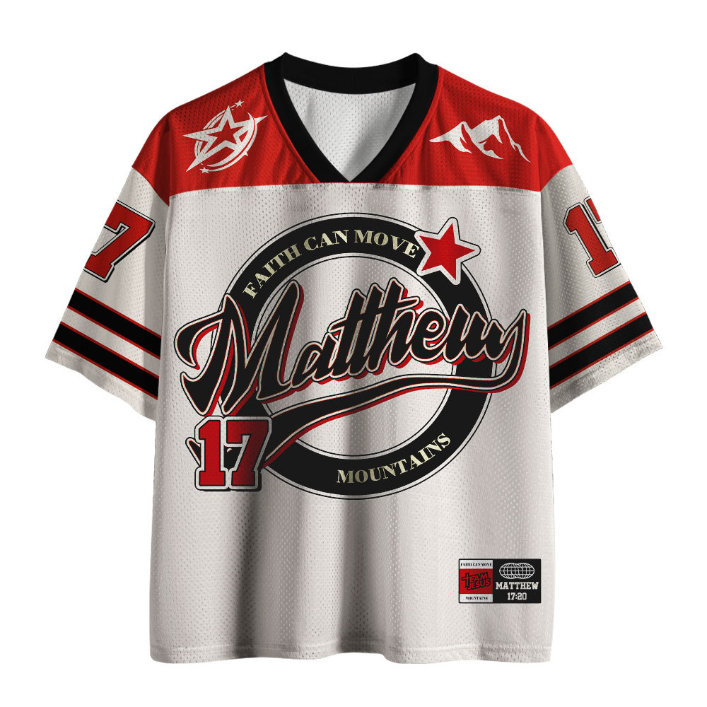 Faith Can Move Mountains Christian Beige Mesh Jersey