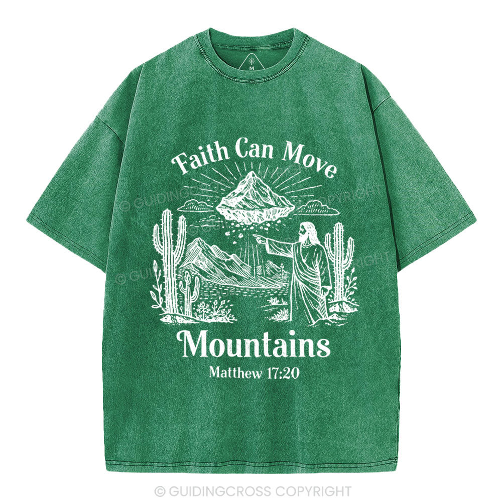 Faith Can Move Mountains Christian Washed T-Shirt