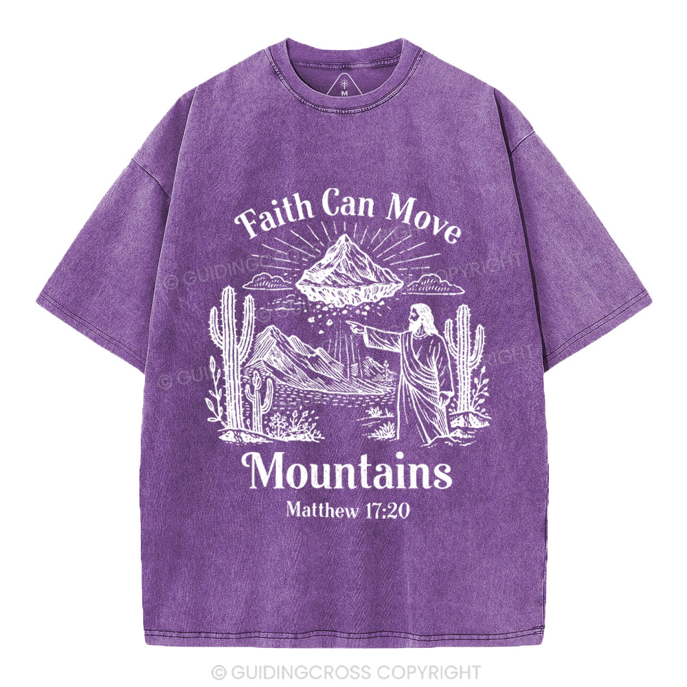 Faith Can Move Mountains Christian Washed T-Shirt