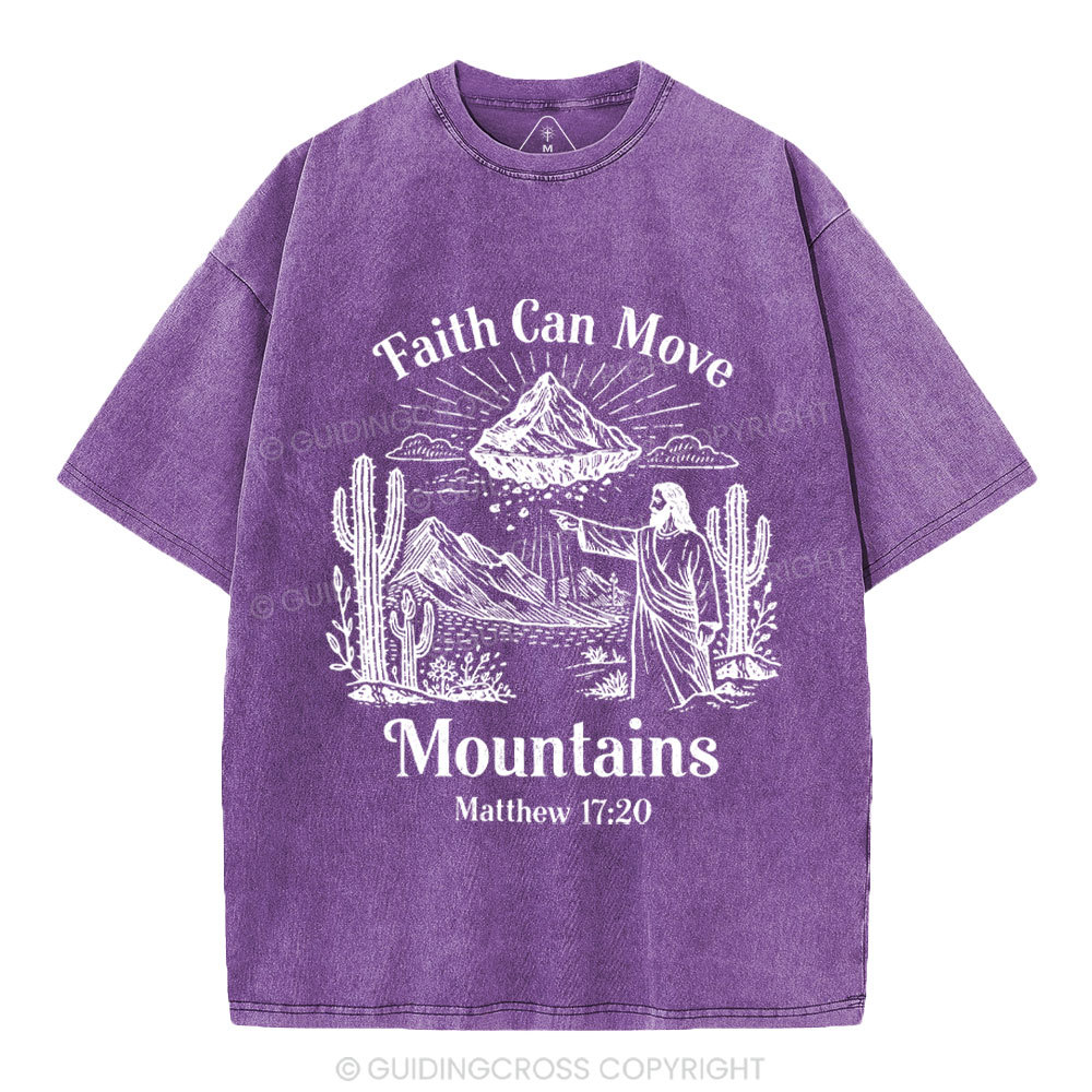 Faith Can Move Mountains Christian Washed T-Shirt