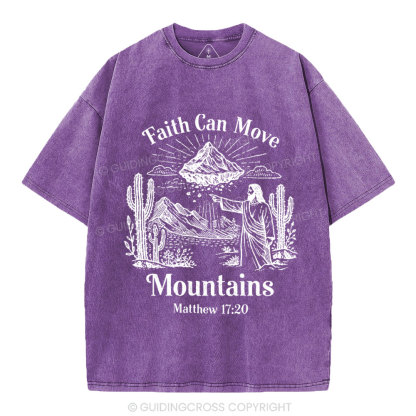 Faith Can Move Mountains Christian Washed T-Shirt