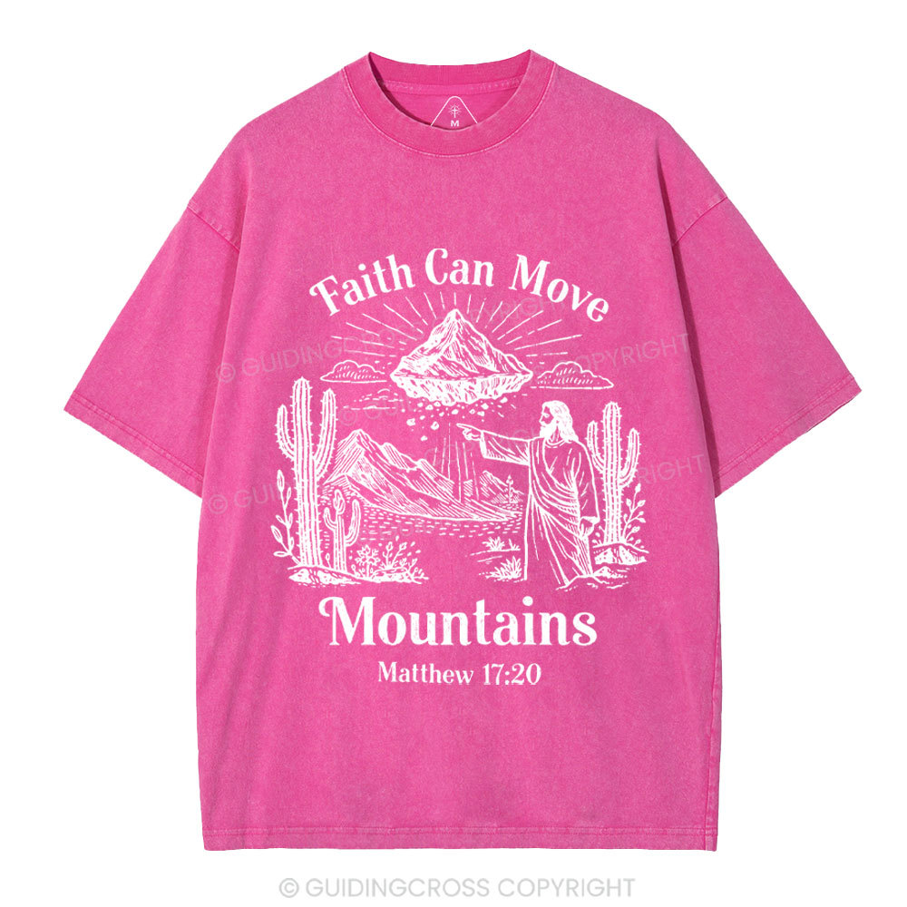 Faith Can Move Mountains Christian Washed T-Shirt