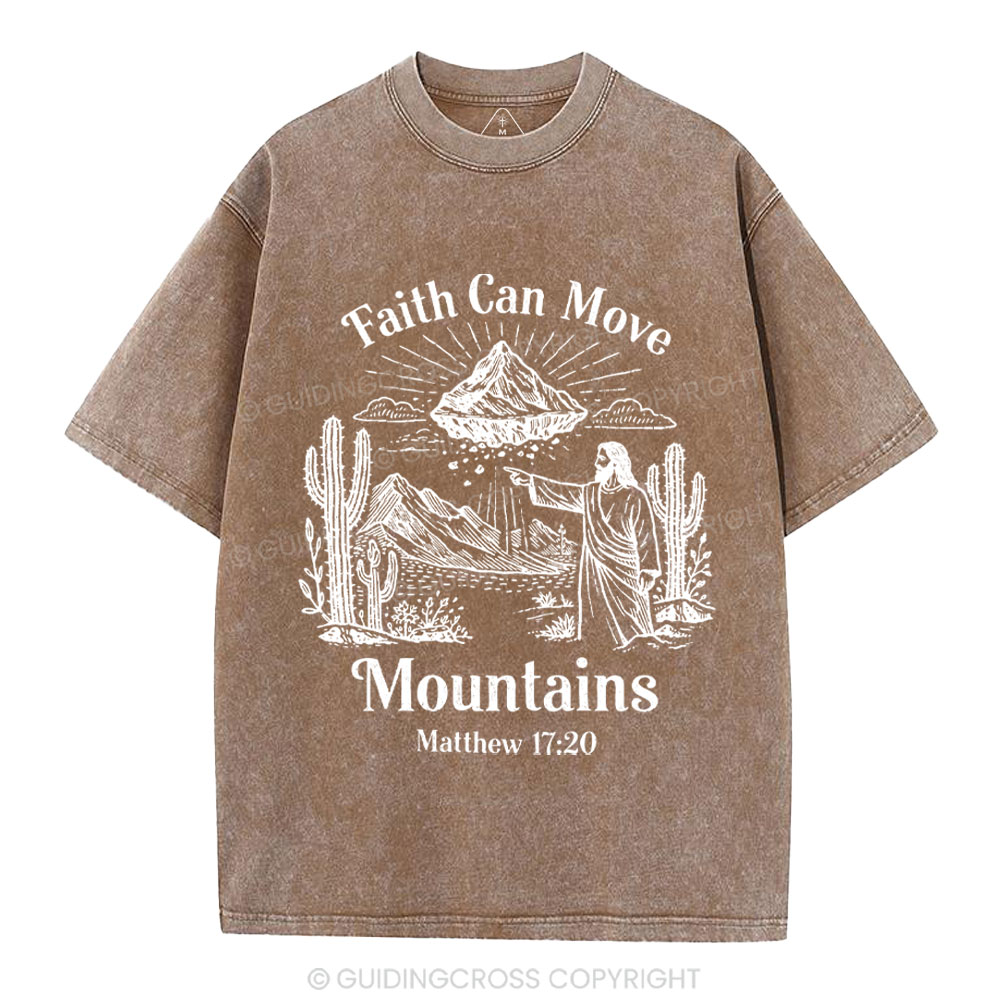Faith Can Move Mountains Christian Washed T-Shirt