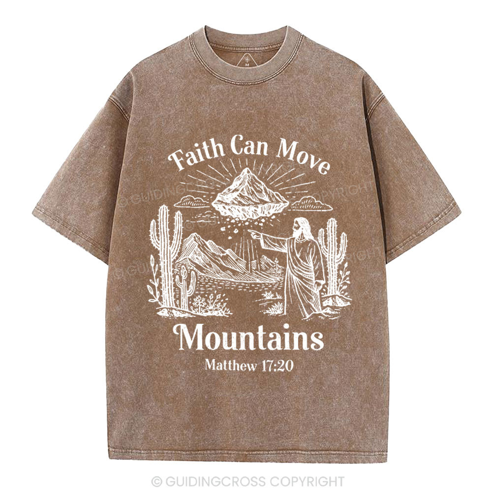 Faith Can Move Mountains Christian Washed T-Shirt