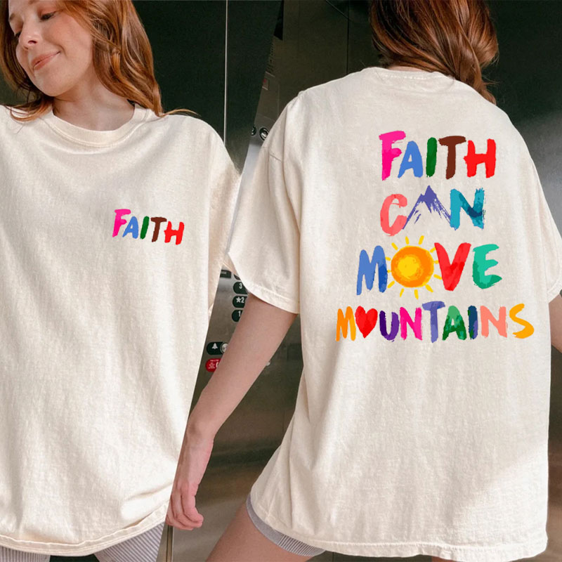 Faith Can Move Mountains Christian Washed T-Shirt