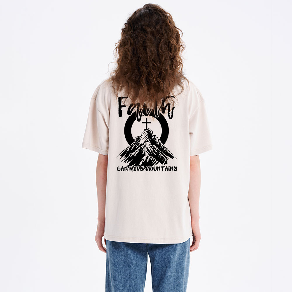 Faith Can Move Mountains Christian Washed T-Shirt