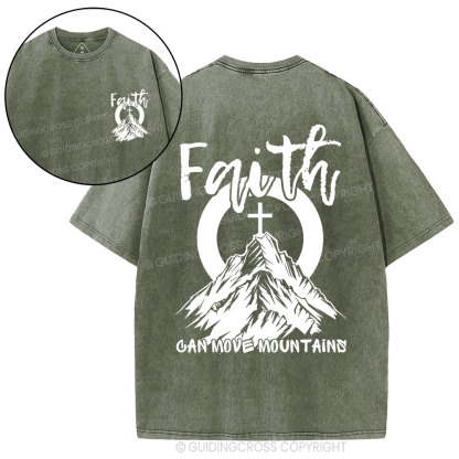 Faith Can Move Mountains Christian Washed T-Shirt