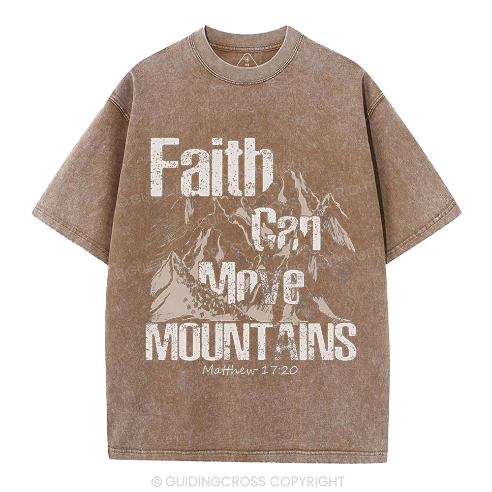 Faith Can Move Mountains Christian Washed T-Shirt