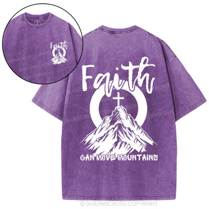 Faith Can Move Mountains Christian Washed T-Shirt