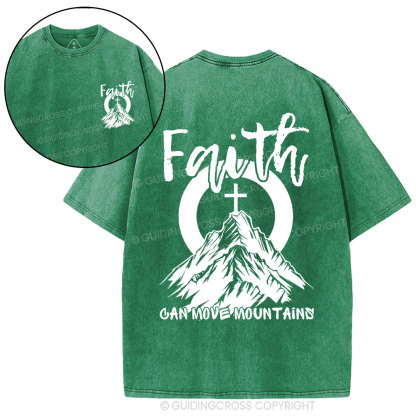 Faith Can Move Mountains Christian Washed T-Shirt