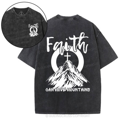 Faith Can Move Mountains Christian Washed T-Shirt