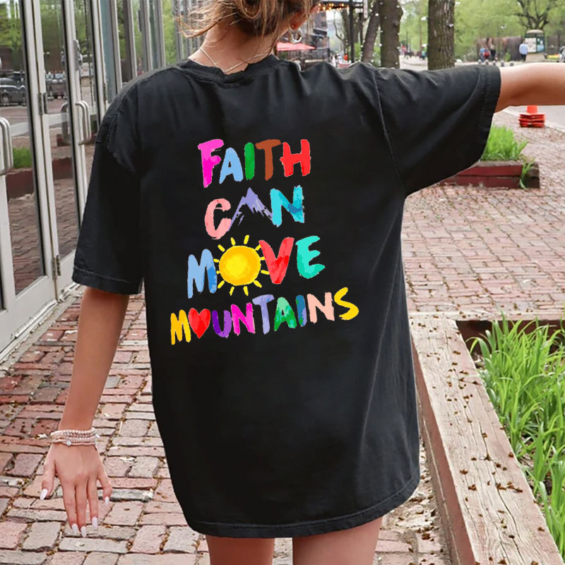 Faith Can Move Mountains Christian Washed T-Shirt