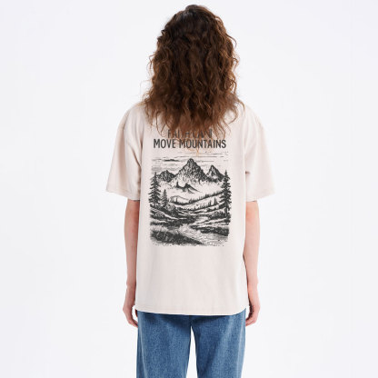 Faith Can Move Mountains Christian Washed T-Shirt