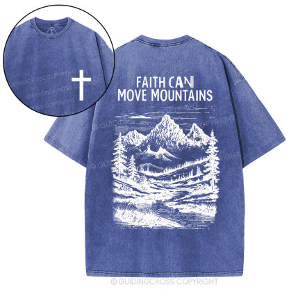 Faith Can Move Mountains Christian Washed T-Shirt