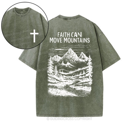 Faith Can Move Mountains Christian Washed T-Shirt