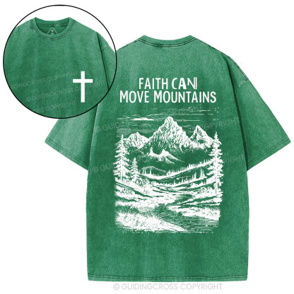 Faith Can Move Mountains Christian Washed T-Shirt